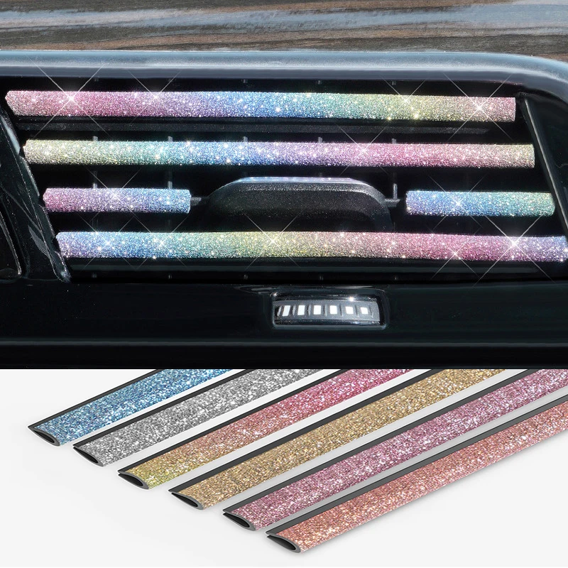 

10pcs Strip U-shaped Shiny Bright Strip Car Air Conditioning Air Outlet Decorative Strip Clip Chrome-plated Color Accessories