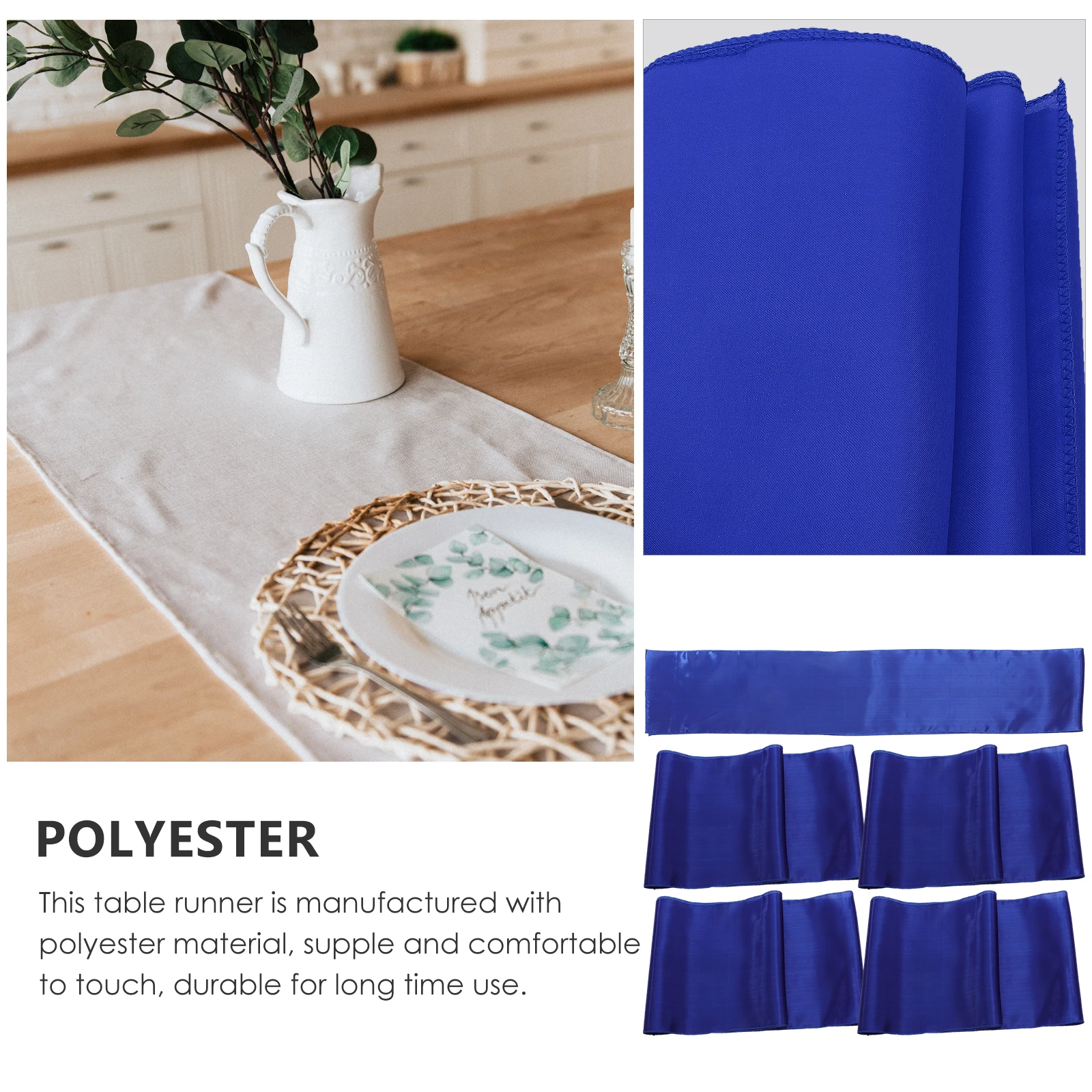 

5 Pcs Table Runner Solid Color Dinner Birthday Reusable Long Tables Home Table Decor Rectangle Round