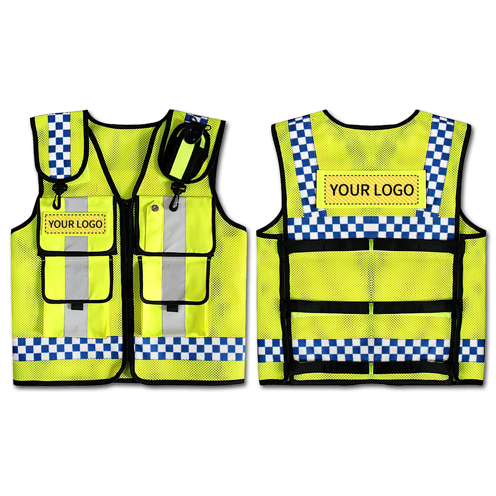 

High Visibility Reflective Safety Vest High-Quality Breathable Mesh Large Pocket Police Vest Night Safety Cycling Clothing