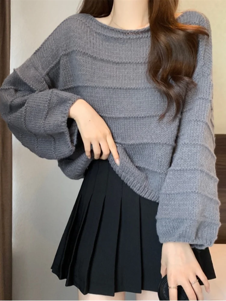 الوردي فانوس Sve محبوك قاعدة irt النساء أوائل الخريف جديد ort سترة فضفاضة الخريف الشتاء قمة الحلو Sle فضفاضة تناسب