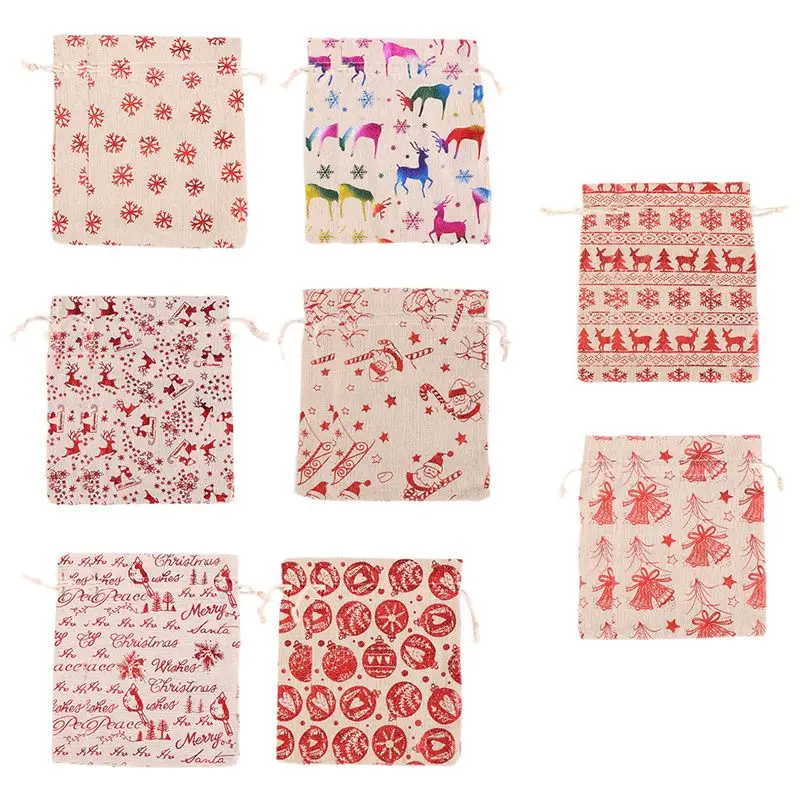 

BAAU 16Pcs Christmas Drawstring Gift Bags Burlap, Gift Pouch Goody Bags For Candy Wrapper Gift Christmas Party Favor Supplies