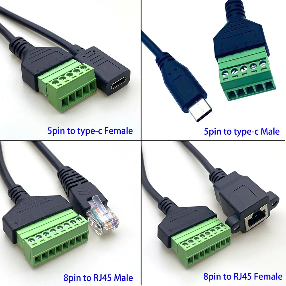RJ45 Screw Terminal Block, 8 P Connector, 8 Pin Screw Male Ethernet Glass Head, Network Adapter for DVR CCTV