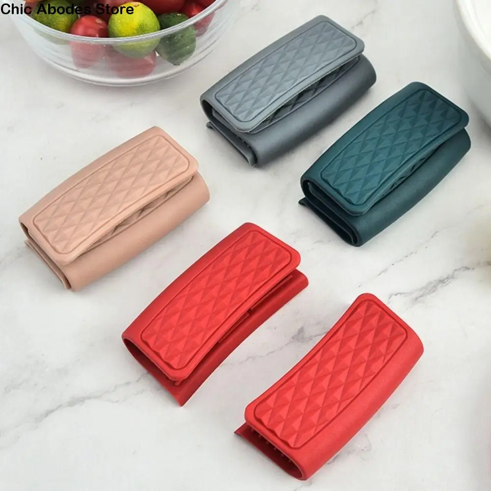 Premium Pot Ear Clip Anti-scalding Microwave Oven Safe Pot Holder Diamond Pattern Soft Grip Pan Handle Protective Cover Kitchen