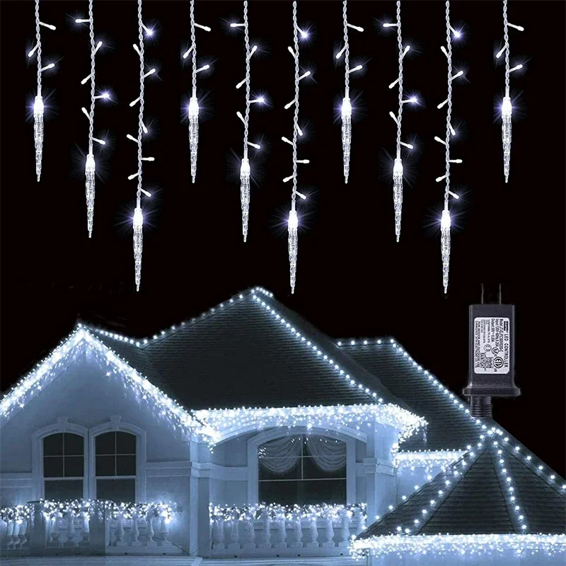 LED Curtain Icicle String lights Christmas Garland Faiy Light Droop 0.4-0.6m Xmas Garden Street Outdoor Decorative Lighting