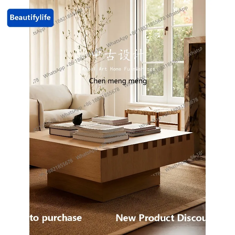 

M183 Medieval style designer niche creative solid wood home coffee table combination retro coffee table
