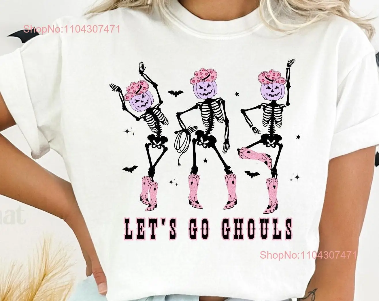 Lets Go Ghouls T Shirt Western Dress Halloween Dancing Skeleton Retro Cowgirl Clothing Comfort Colors