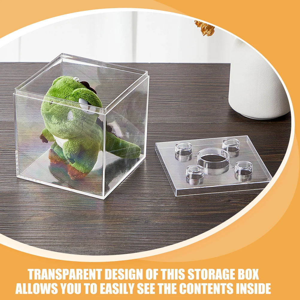 

2Pcs Plastic Transparent Storage Boxes Clear Cube Organizer Small Storage Containers Square Organizer Boxes for Office Home