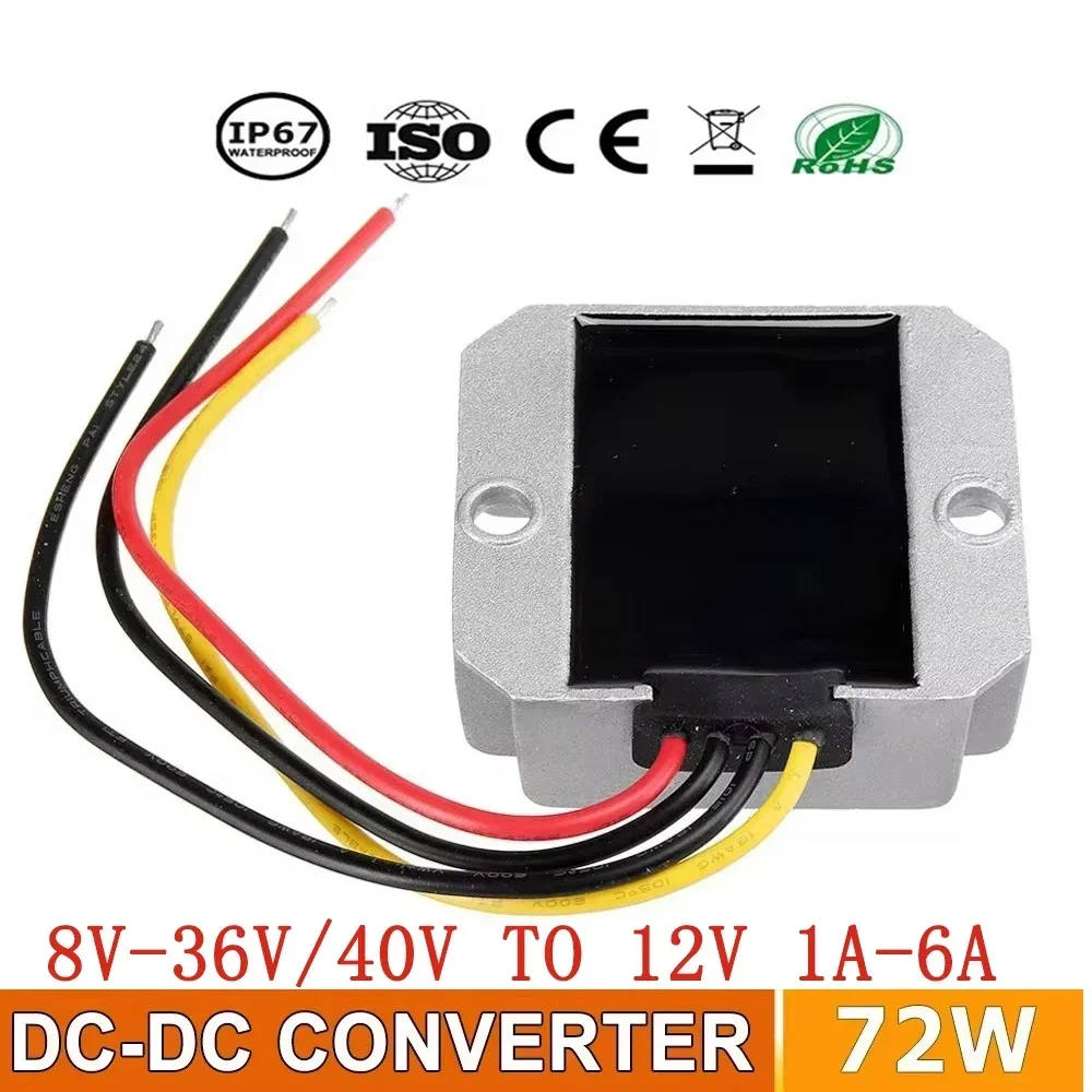 

High Quality 8-40V to 12V 3A 1A 6A DC DC Power Boost Converter Regulator 72W Supply Buck Voltage Stabilizer for Cars Solar CE