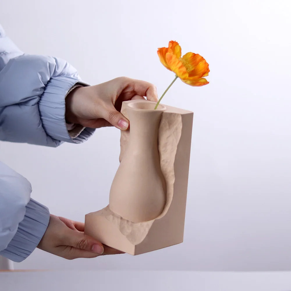 

Irregular Cement Decorative Vase Silicone Mold, DIY Home Living Room Dried Flower Plaster Vase, Soft Molds with Strong Frame