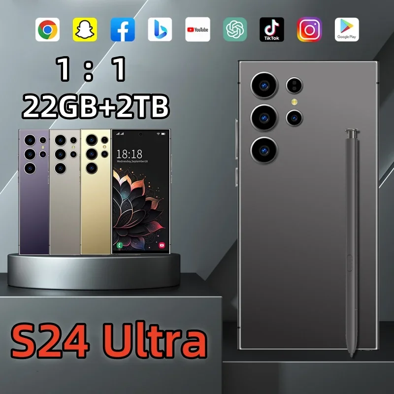 

S24 Mobile Phones 7.3 HD Screen SmartPhone Original 22GB+2TB 4G 5G Dual Sim Celulares Android Unlocked 8000mAh S23 Ultra