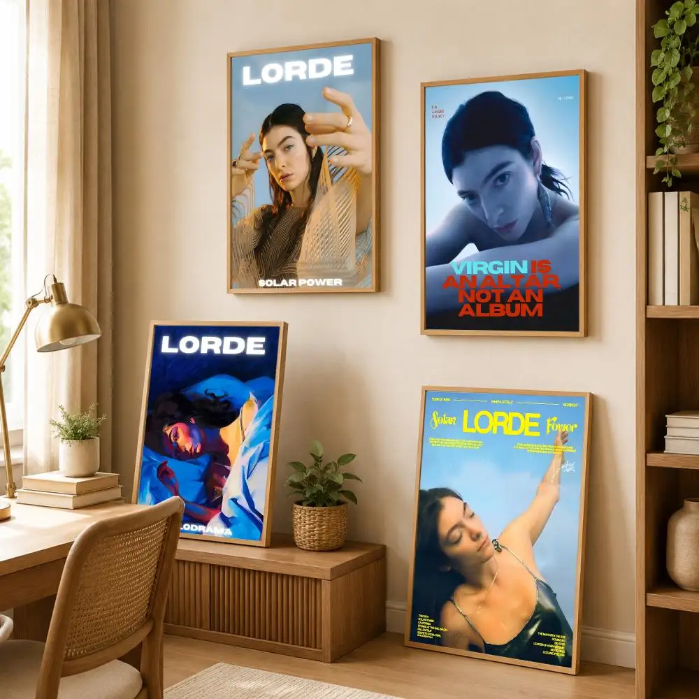 Singer L-Lorde Solar Power Poster Stickers HD Painting Self-Adhesive Art for Bedroom Living Room Home Decor Wall Decals Gift