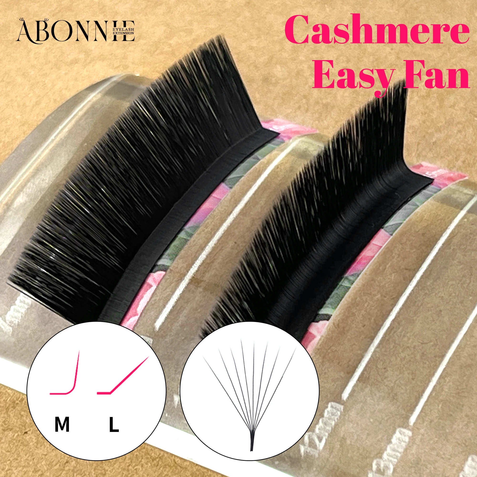 ABONNIE M L Curl Easy Fan Lashes Cashmere Matte Fast Bloom Wimpernverlängerung Selbstherstellende Fächer Mega Volume Wimpern