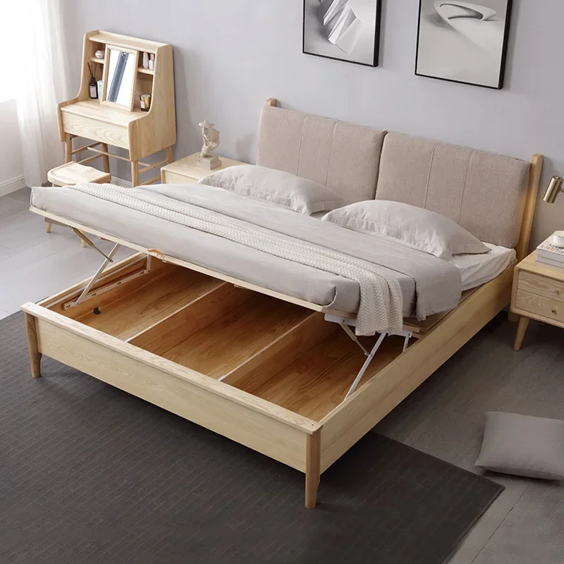 The product can be customized.Logs, all solid wood, double bed, upholstered