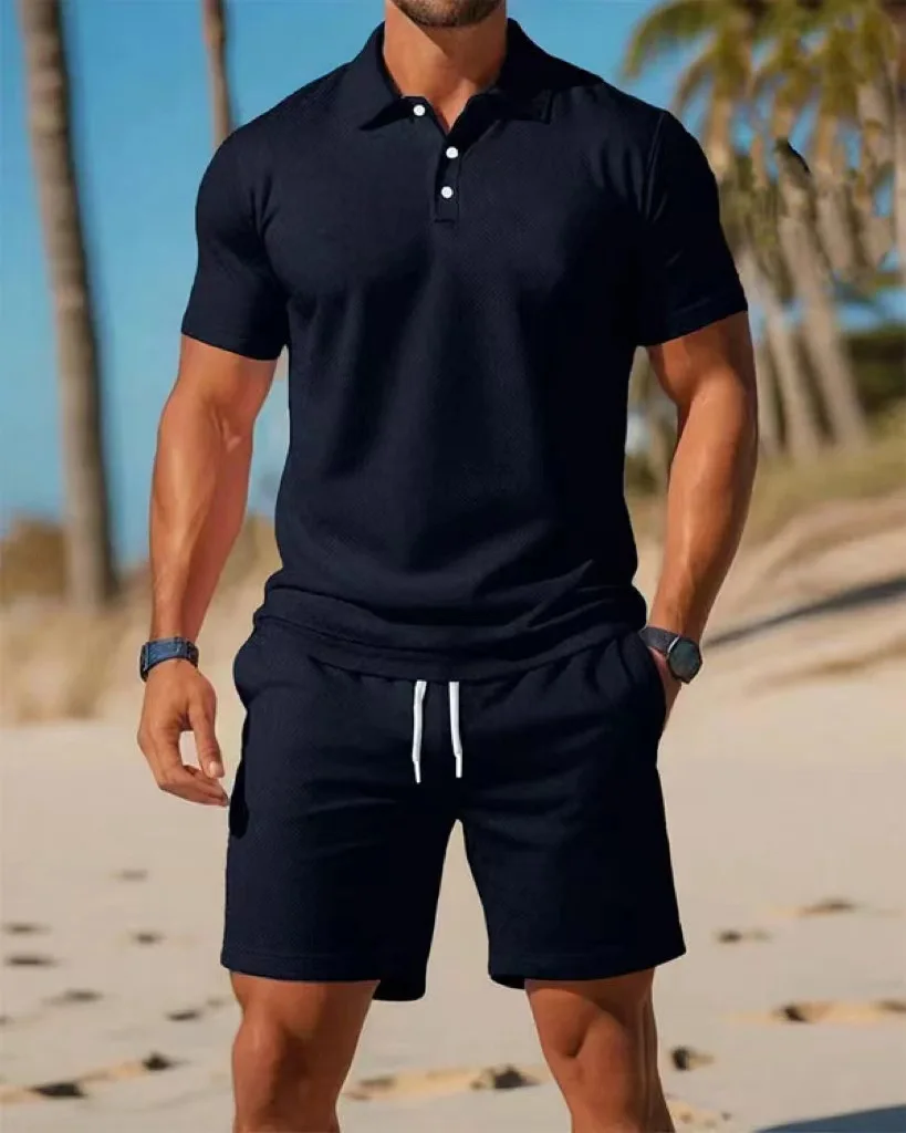 2026 Men's Short-Sleeved T-Shirt and Sports Shorts Set Casual Sportswear Fashionable Summer - view 2
