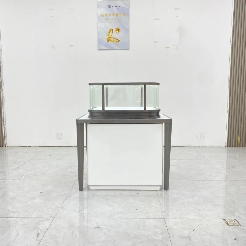 

Customize.Modern LED Jewelry Display Cabinet Stainless Steel Frame Transparent Tempered Glass Custom Jewellery