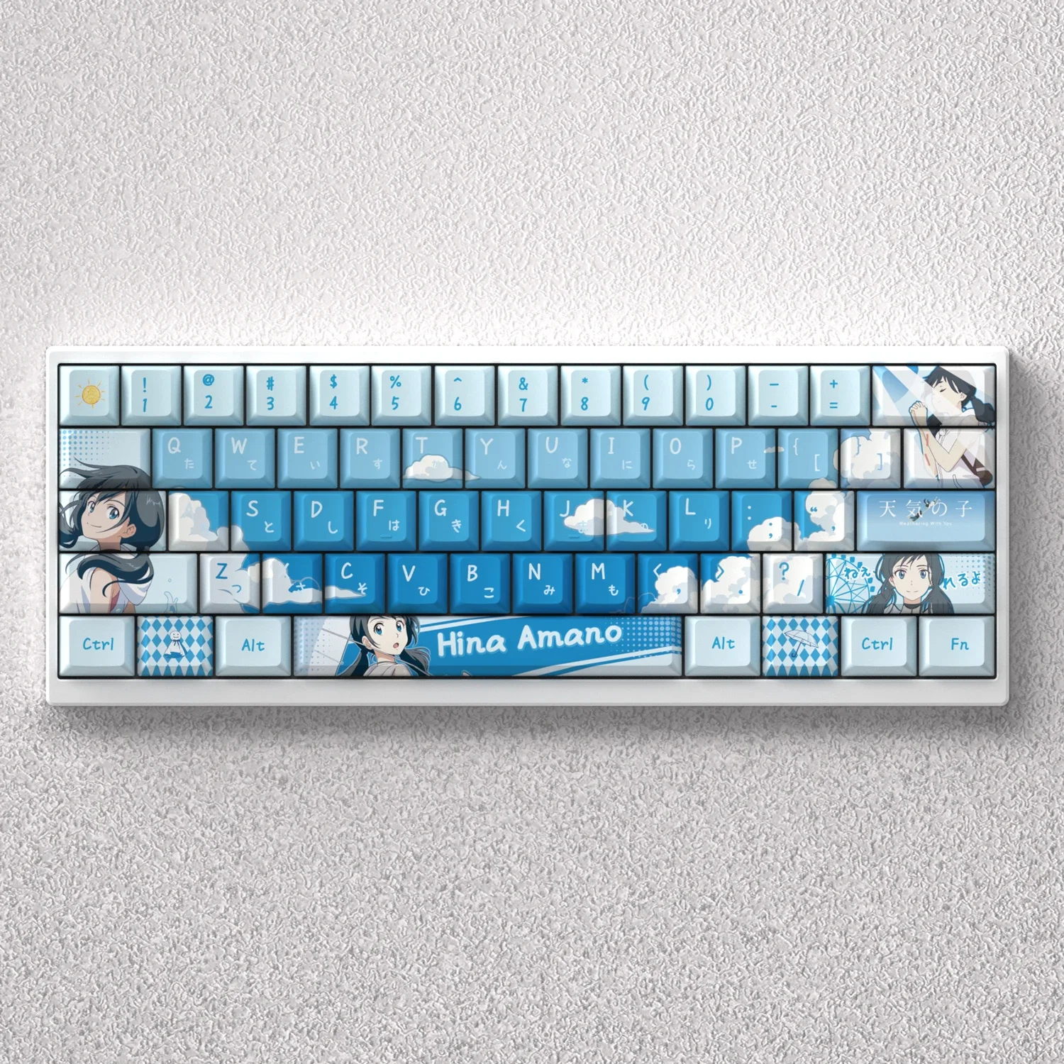 Anime Keycaps Hina Amano 73/98 Keys PBT Dye Sublimation Cherry Side Print Backlight for Mechanical Keyboard AULA F75 Mad 60he