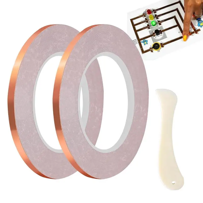 2pcs Stained Glass Foil Tape Adhesive Shielding Conductive Adhesive Foil Tape For Shielding Stained Glass Paper Circuit Repair