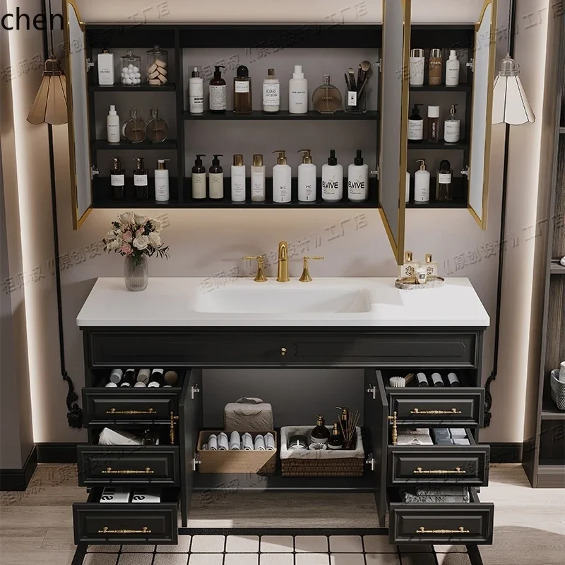 O9.7- bathroom cabinet combination rock slab hot bending integrated basin French washstand hand washbasin toilet floor