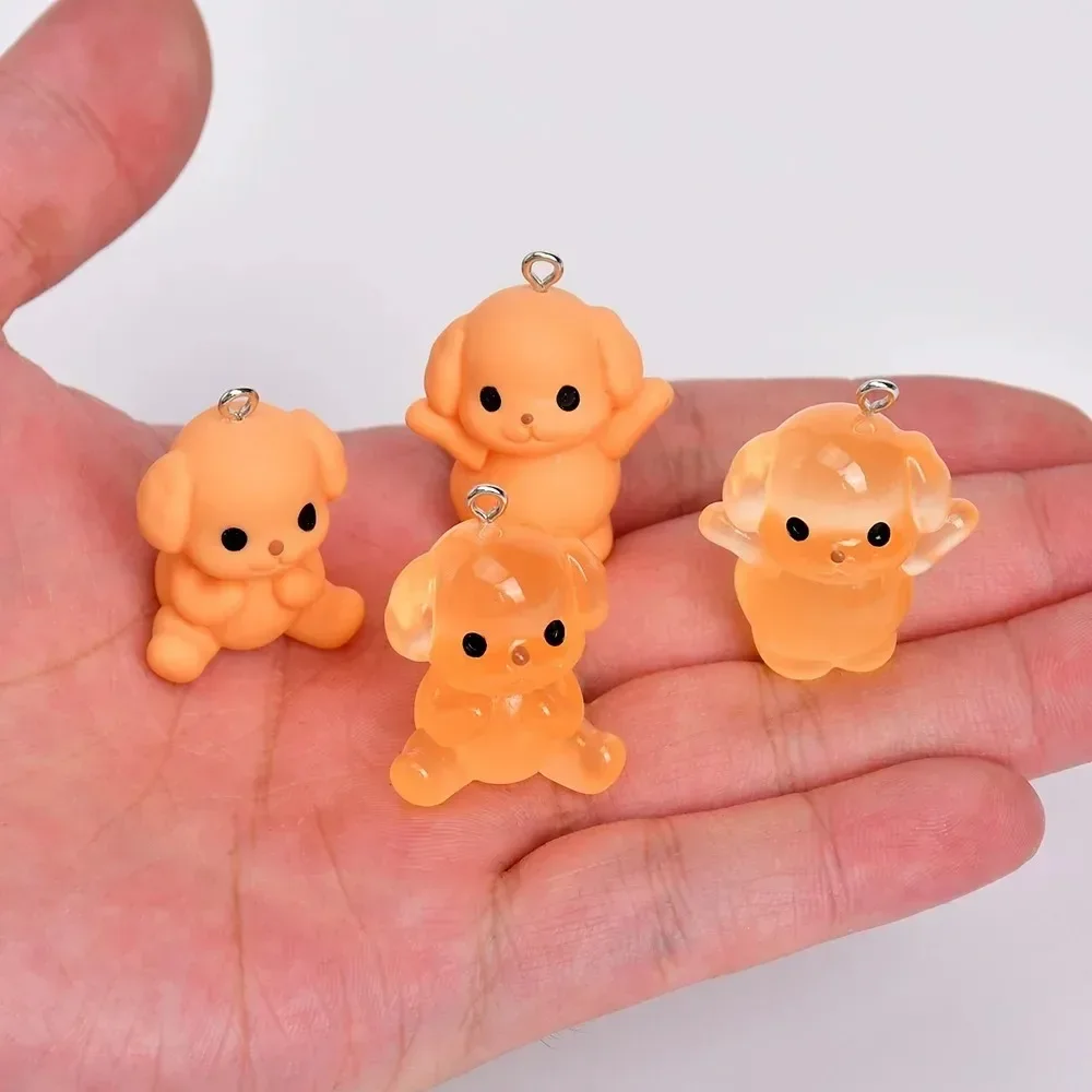 10Pcs Kawaii Tiny Dog Resin Pendants, Lovely Cartoon Pet Charms, Handcraft Findings for Keychain Phone Chain Making