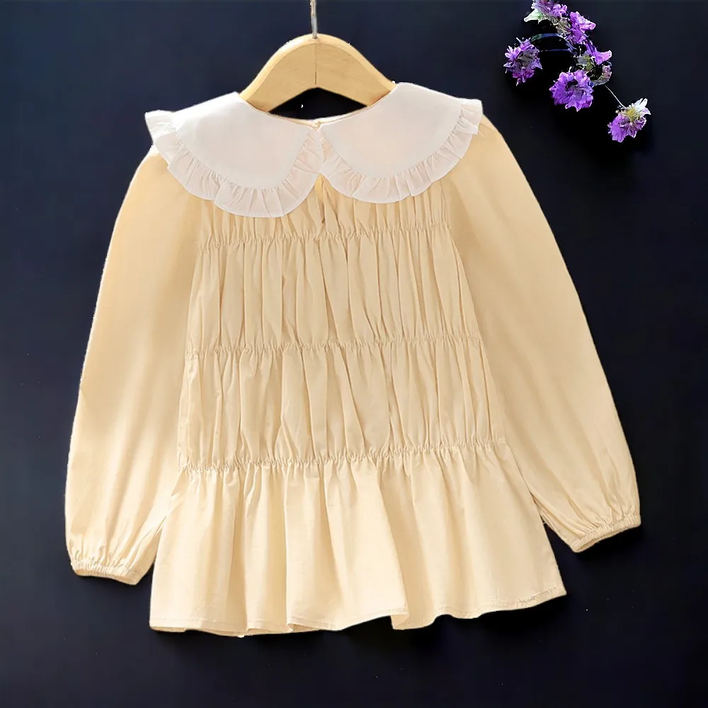 Kids Tops Outfits Yellow Shirts Girls Blouses Long Sleeve Teenagers Costumes Children Clothes Back to School 5 6 7 9 10 12 Years