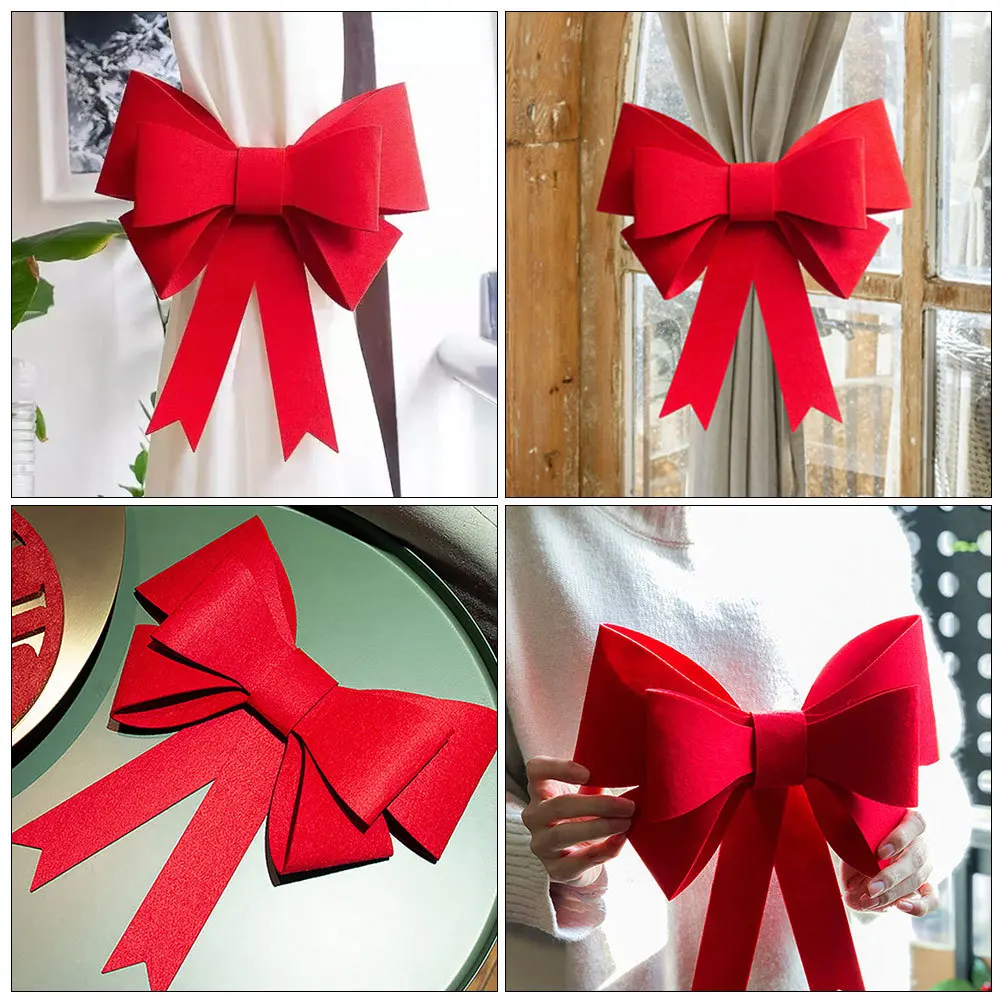 

2Pcs Wreath Bows Christmas Tree Bow Tiebacks for Home Wedding Car Decorations Wreath Bows Christmas Bow for Cars