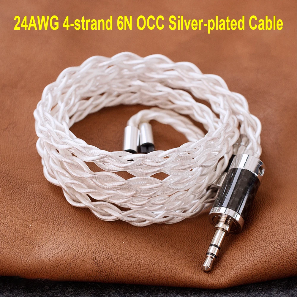 

HiFi IEM Upgrade Cables 24AWG 4 Strand Litz 6N OCC Silver-plated Earphone Headphone Cable 2pin MMCX 4.4mm Balance 3.5mm Wire