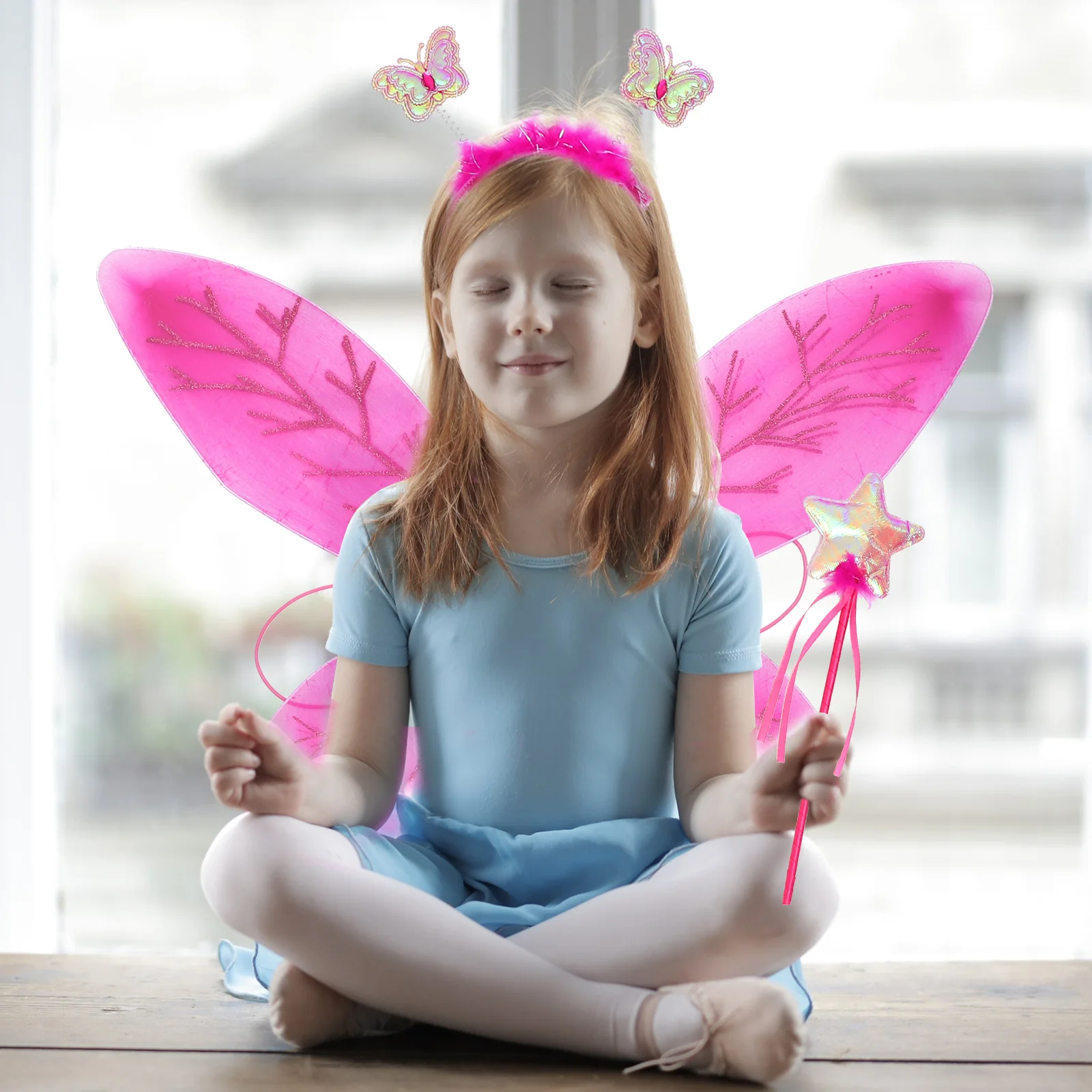

Butterfly Wings Costume Set Tutu Dress Headb Skirts Fairy Cosplay Halloween Party Accessories Adjustable Strap Skin Friendly
