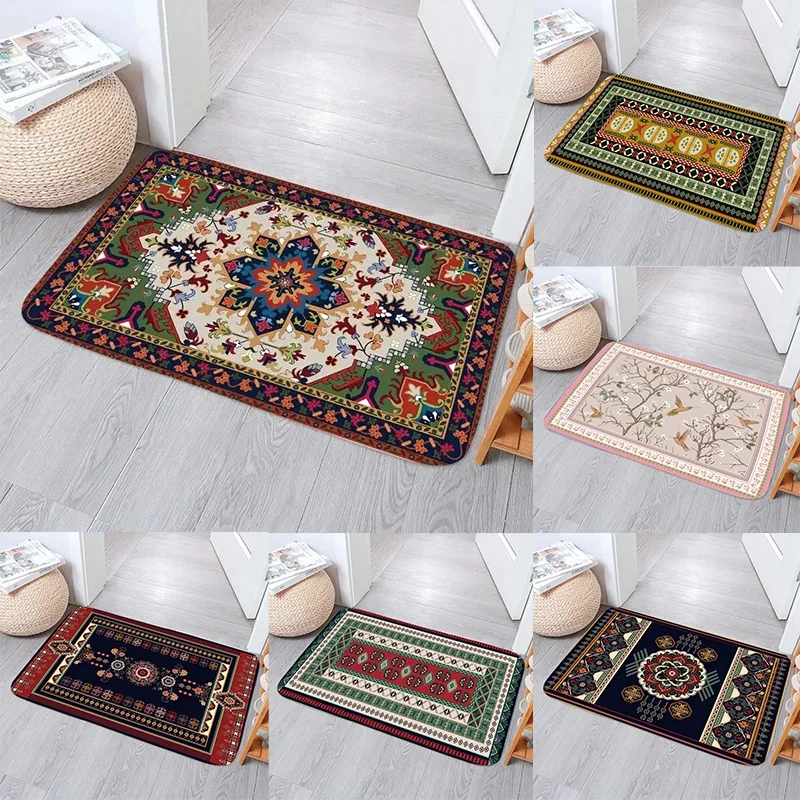 

Boho Persian Entrance Doormat Soft Comfort Floor Mat Anti-Slip Home Decor Carpet for Living Room Washable Bathroom Kitchen Rug