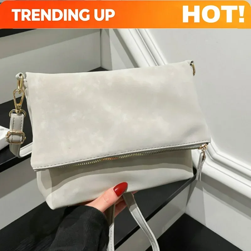 Trendy Women Crossbody Bag Fashion Texture Simple and Versatile Shoulder Bag Large Capacity Lightweight and Casual Saddle Bag
