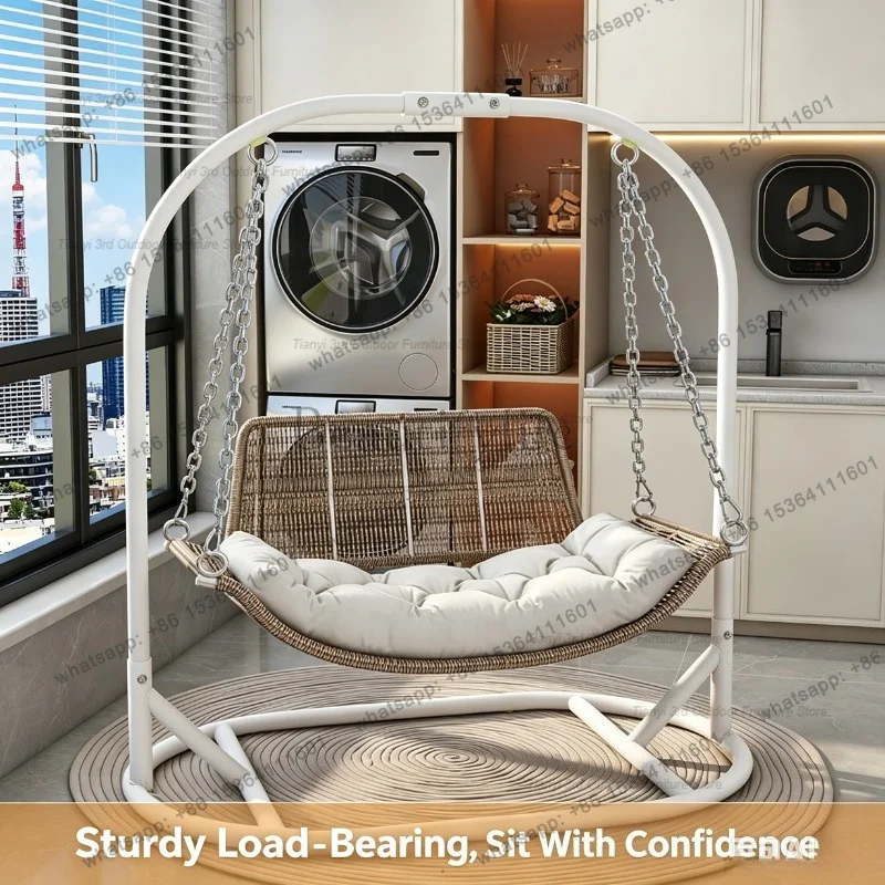 Best Sellers Nordic Creative Double Romantic Rattan Basket Chair Modern Design Hanging Cradle Hammock Balcony Swing Outdoor Furn