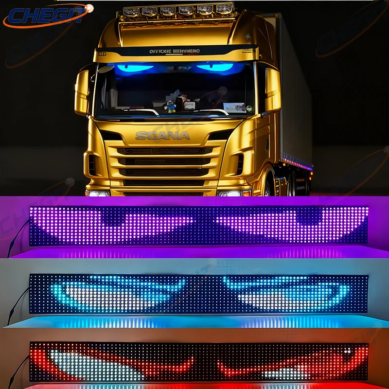 

Big Truck Eyes Matrix Pixel Panel Display Screen Flexible Car Graffiti Shop Reminder Light with Scrolling Text Animation