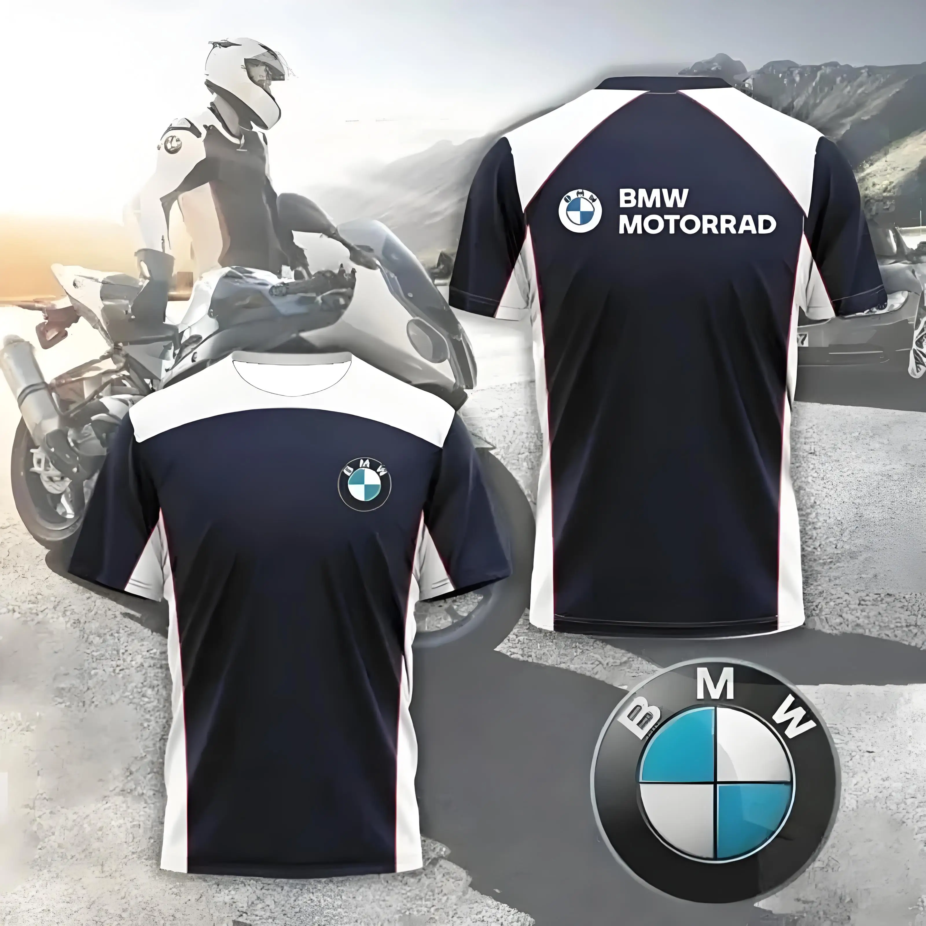 BMW equipe de corrida de motocicleta camiseta masculina verão manga curta das mulheres dos homens camisetas 2025 novos esportes unisex roupas de grandes dimensões topos