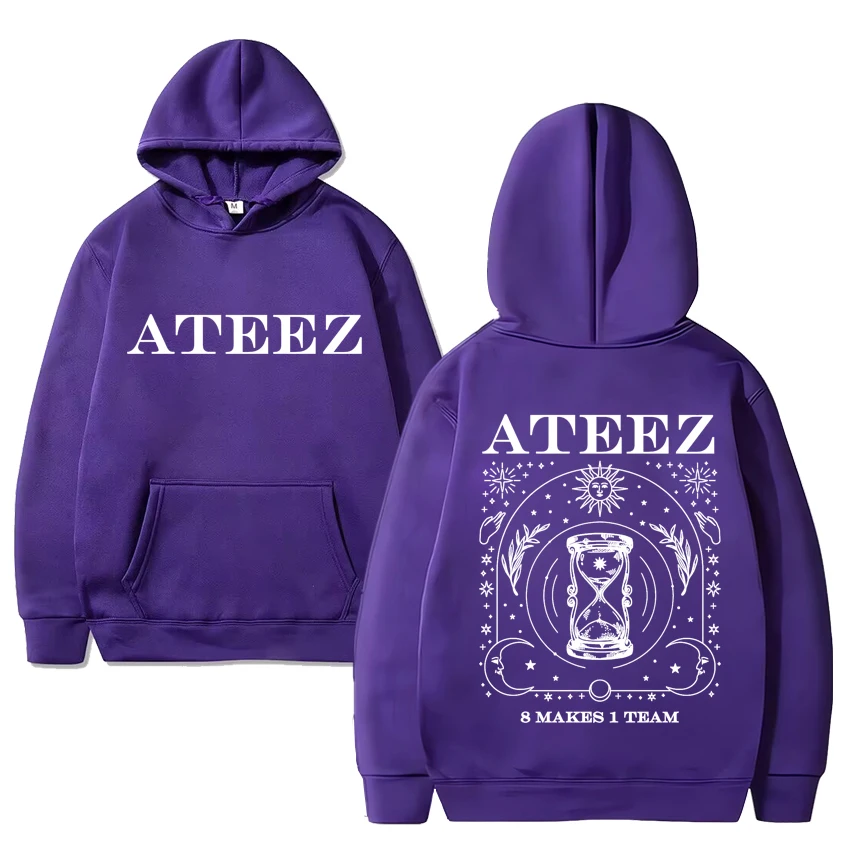 2024 kpop Ateez 8 Makes 1 Team Music Tour print Hoodie Men Women harajuku Fashion Sweatshirt Unisex Fleece Long sleeve pullovers