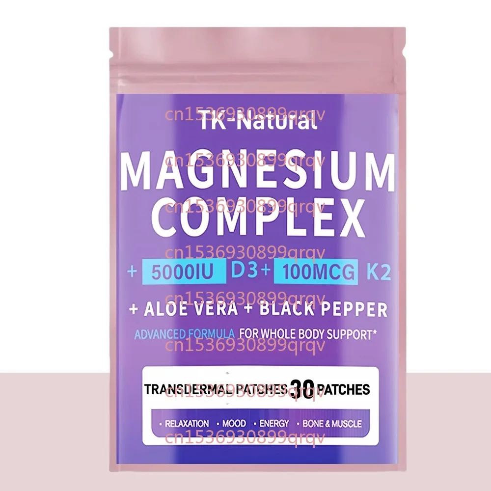 30 Patches Magnesium Complex Transdermal Patches with Vitamin D3 & K2, - Stress Relief, Sleep, Nerve, Bone & Muscle