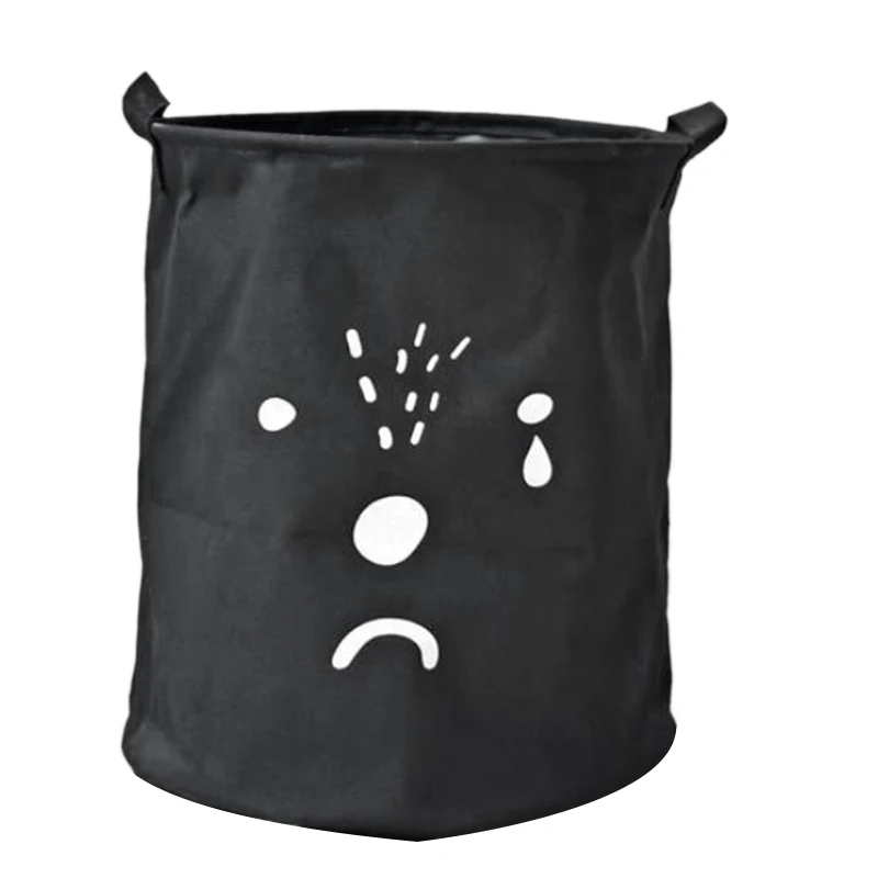 

ABBD-15.7-in Laundry Hamper,Round Cotton Linen Laundry Basket,Storage Bin for Nursery Hamper and Kids Room,Black