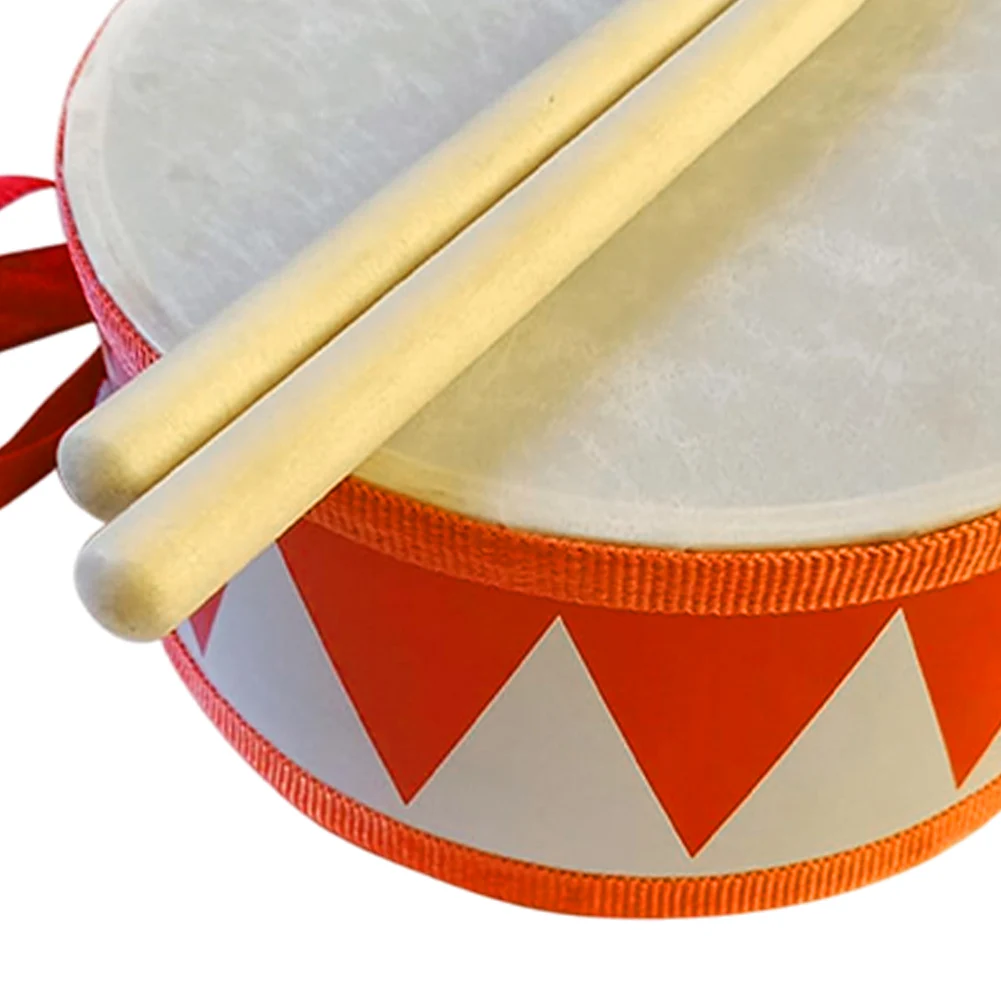 أطفال مجموعة طبلة 6 بوصة خشبية كمين طبل لعبة طبلة الأطفال مع حزام قابل للتعديل 2 أفخاذ الاطفال قرع اللعب طبل كمين