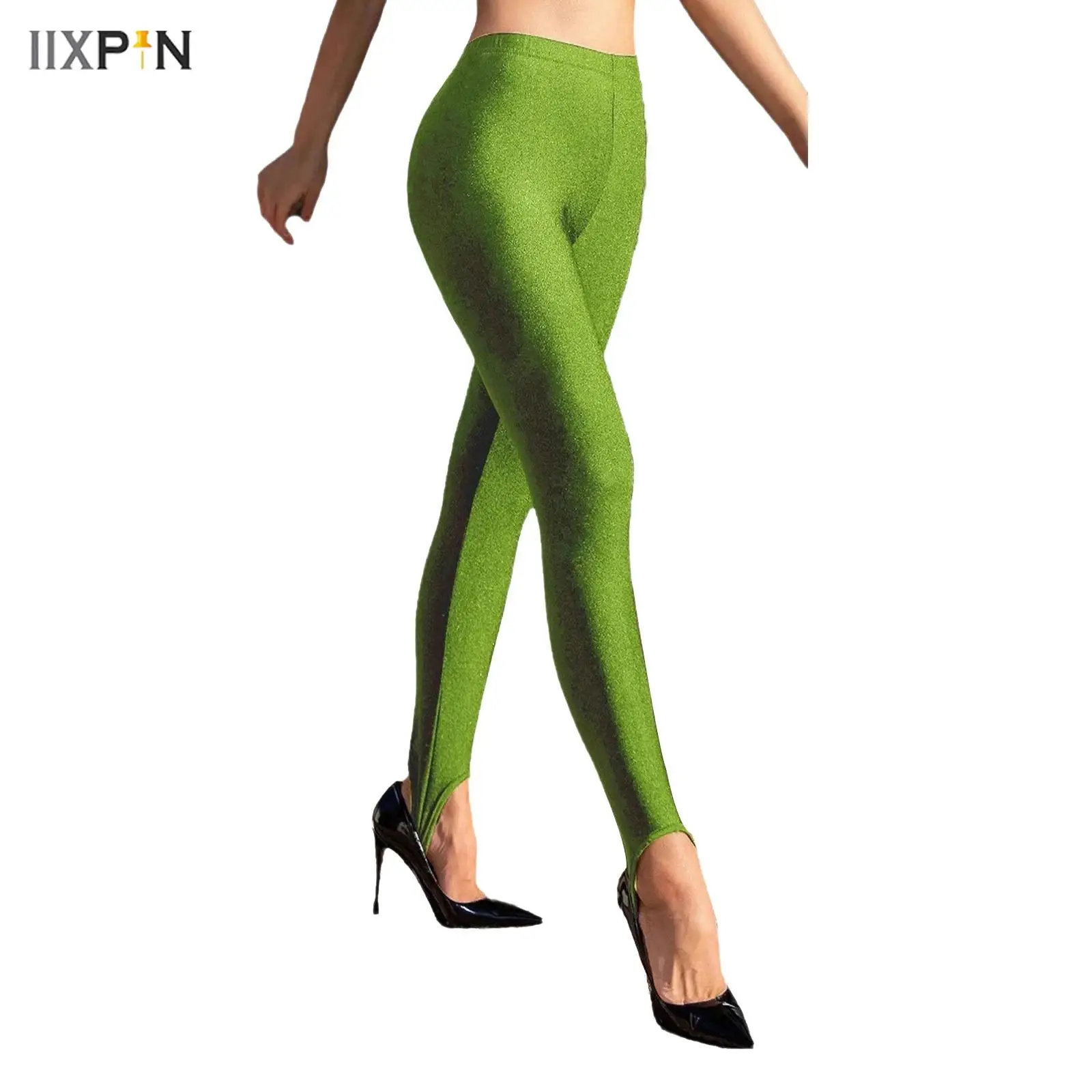 

Womens Shimmering Stirrup Pants Long Pants Elastic High Waist Skinny Tights Leggings Trousers Yoga Sportswear Party Clubwear