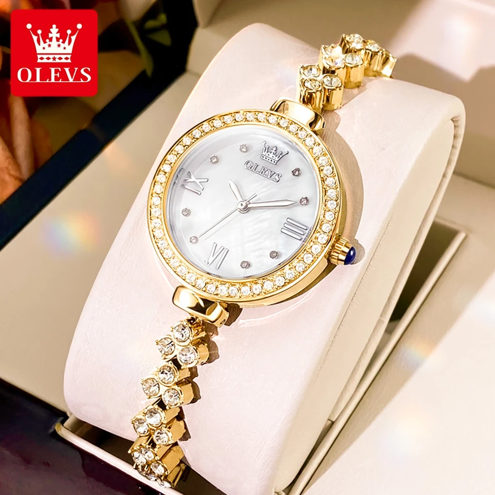 OLEVS 9903 Roman Scale Luxury Quartz Watch For Women Diamond Bracelet Elegant Woman Watches Waterproof Original Dress Hand Clock