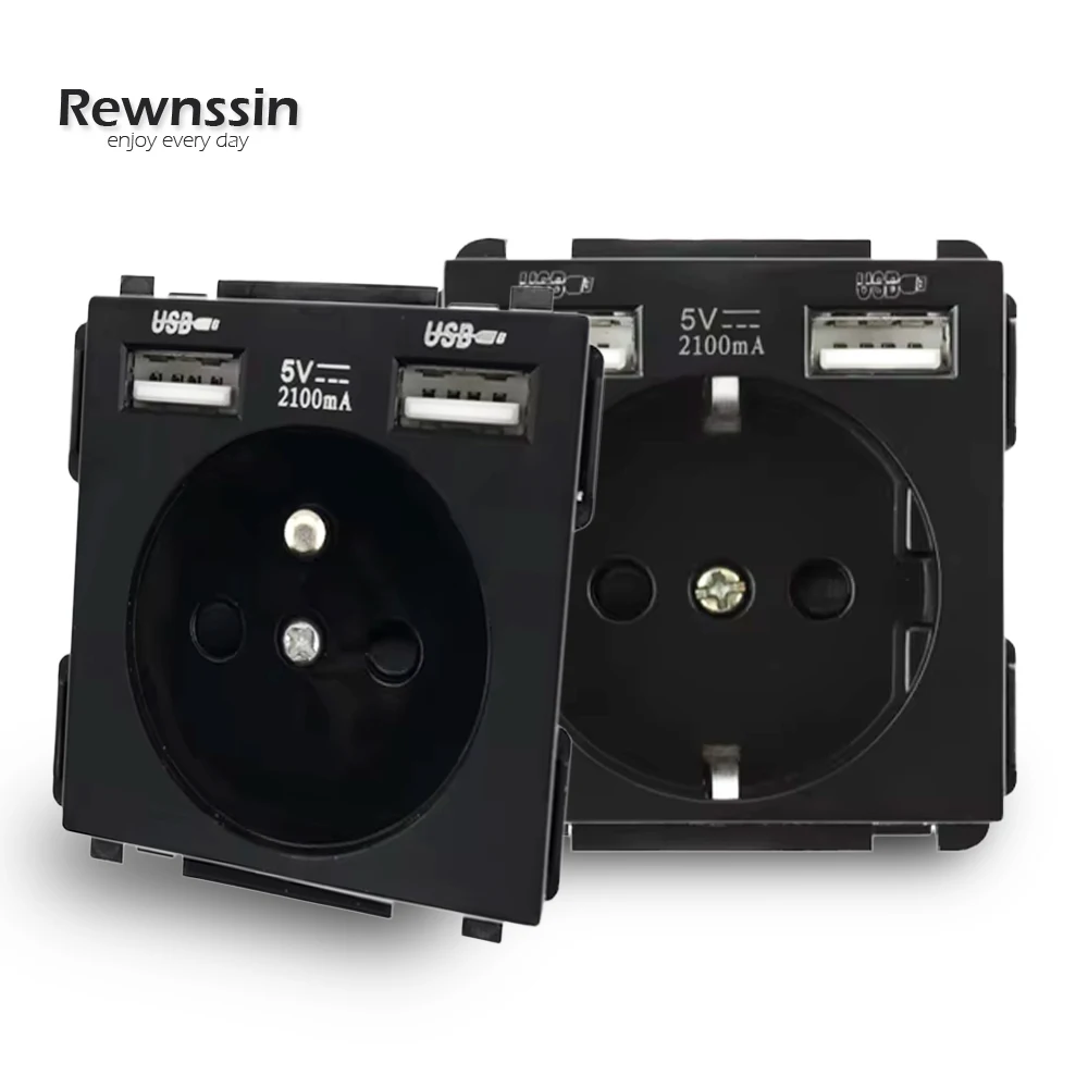 S Series -USB Wall Socket Lamp Switch Module Wall Power Internet Socket Frame Accessories Black Module DlY Free Combination