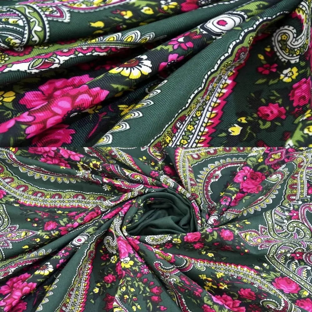 

Fashion Polyester Ethnic Style Shawl Square Shape Floral Print Russian Square Scarf Tassel Trim Tassel Shawls Outdoor Activities