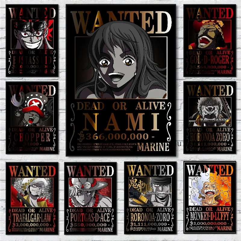 

One Piece Wanted Order Monkey D Luffy Zoro Anime Figure Picture Child Gift Art Aesthetic Room Decor Scene Layout Canvas Painting