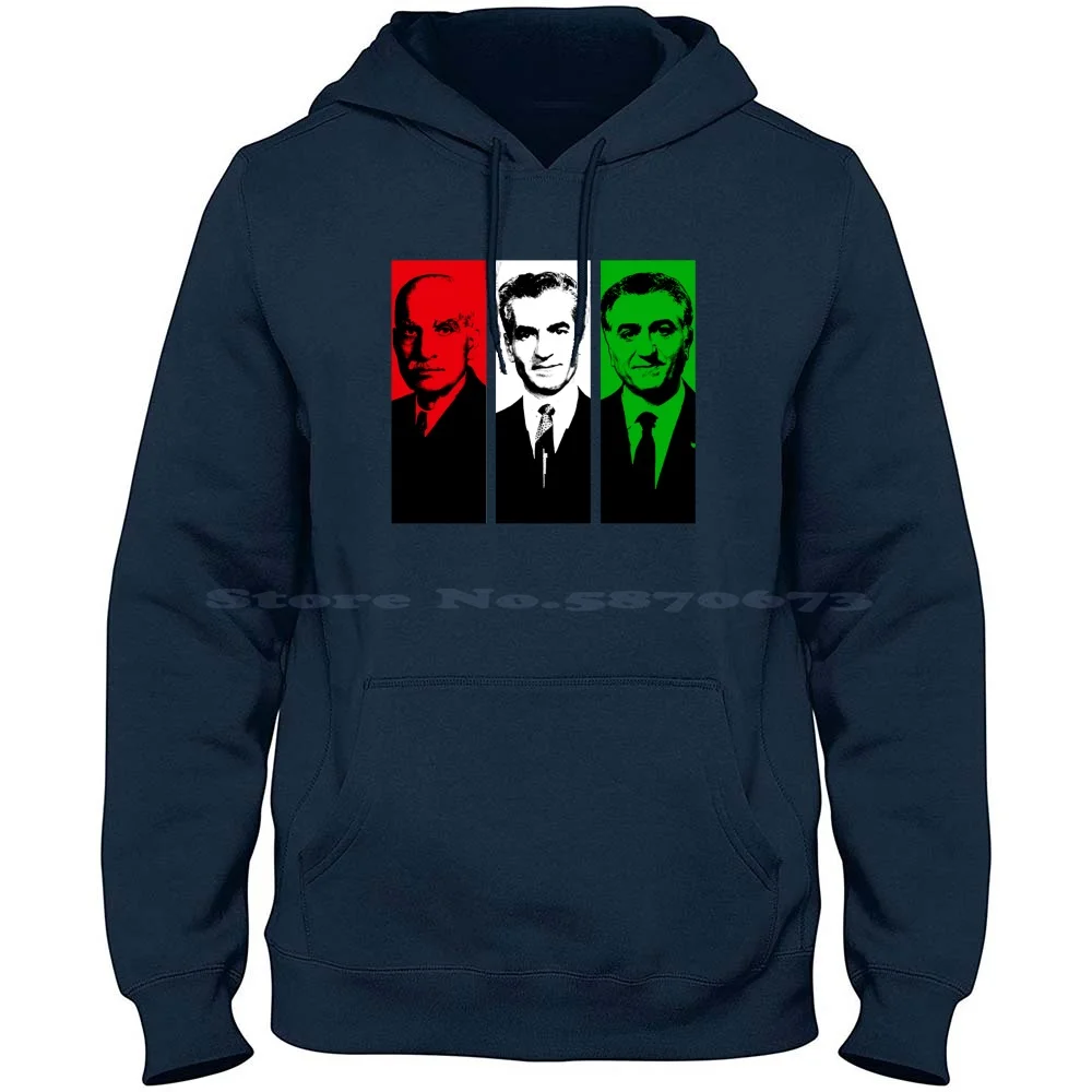 Pahlavi Kings Of Iran By Fereshteh Gilaki 100% Cotton Hoodie T Shirt Shahanshah Reza Shah Second Farah Pahlavi Iranian Farsi