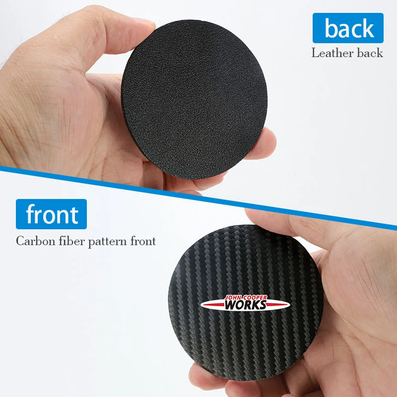 2Pcs Leather Coaster Anti-noise Water Cup Pad Cushion For MINI Cooper WORKS R56 F50 F55 F56 R50 R53 R55 R57 R58 R59 R60 One JCW