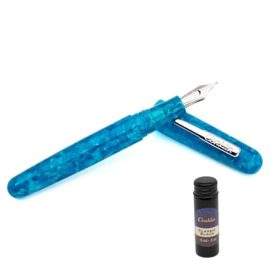 

All American Fountain Pen Turquoise Serenity Special Edition Broad Nib with Free 15ml Black Ink Bottle Bold Signature Luxury Wr