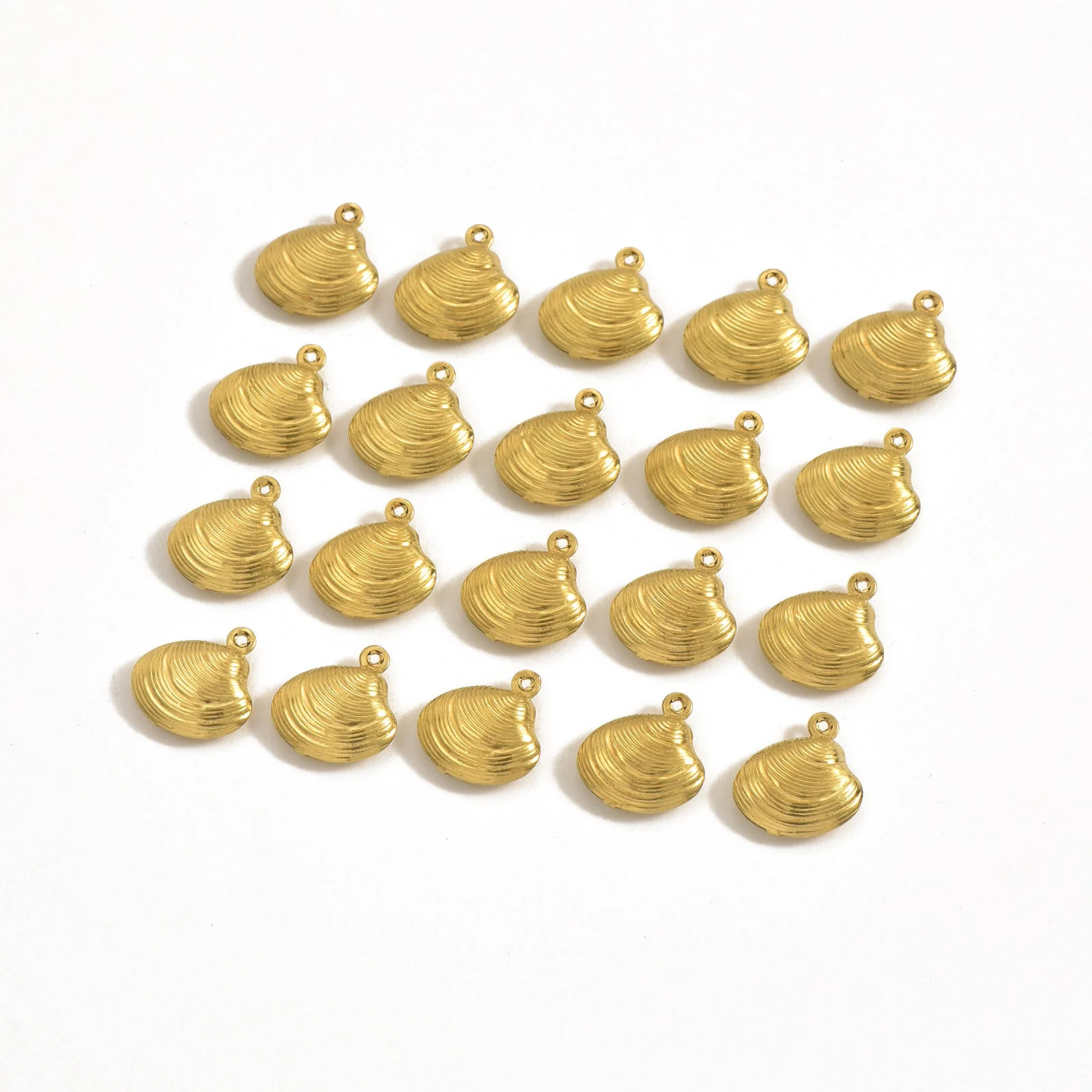 

50PCS 3D Shell Charm Striped Ocean Theme Pendants 14.3x13.5mm Handicrafts DIY Jewelry Making Accessories Supplies