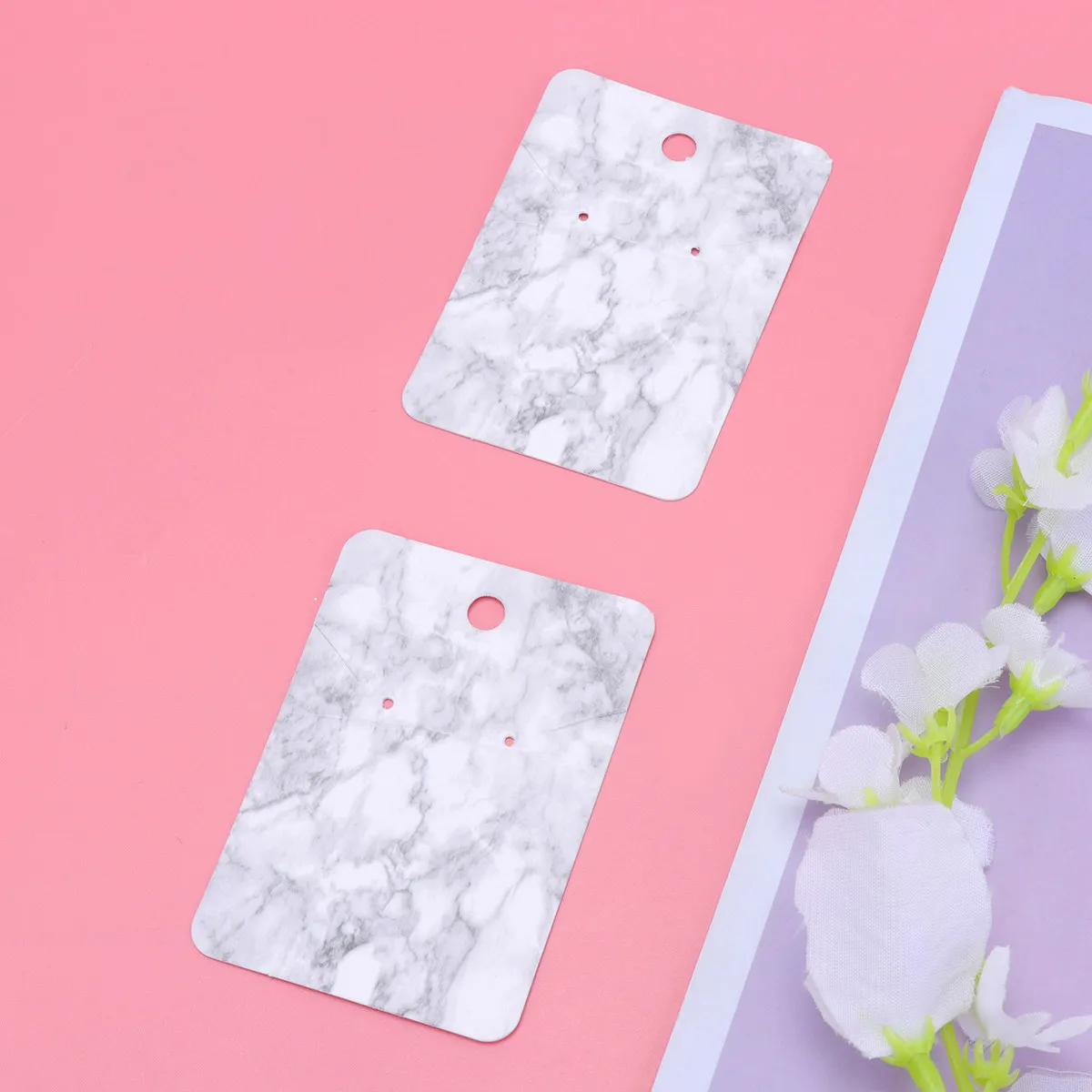 

200Pcs Jewelry Card Marbling Earring Display Paper Holder Organizer Double Hole Necklace Storage DIY Packaging 5x7cm
