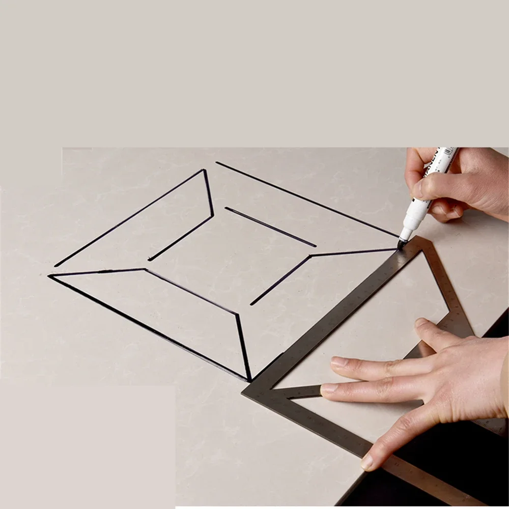 Regla de drenaje de suelo de acero inoxidable, herramienta de artefacto para ladrillos, regla triangular con escala, regla de azulejo de cerámica de medición
