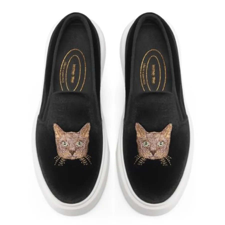 

Journey West Women's Fashion Velvet Sneakers with Embroidery Comfortable Slip-On Work Shoes for Women