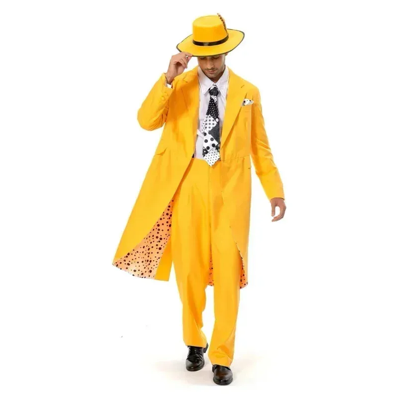 aa Bear House 002 The Mask Jim Carrey أزياء تنكرية زي موحد للهالوين كرنفال أصفر SuitWAT99 ★ ★