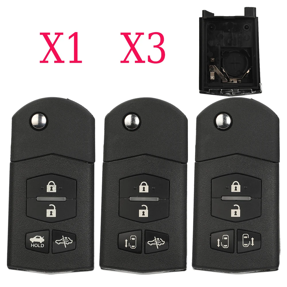 jingyuqin X1 X3 Remote Car Key Shell For Mazda 2 3 5 6 M5 M6 CX-5 CX-6 2004+ Folding Auto Key Case Housing Replacement MAZ24